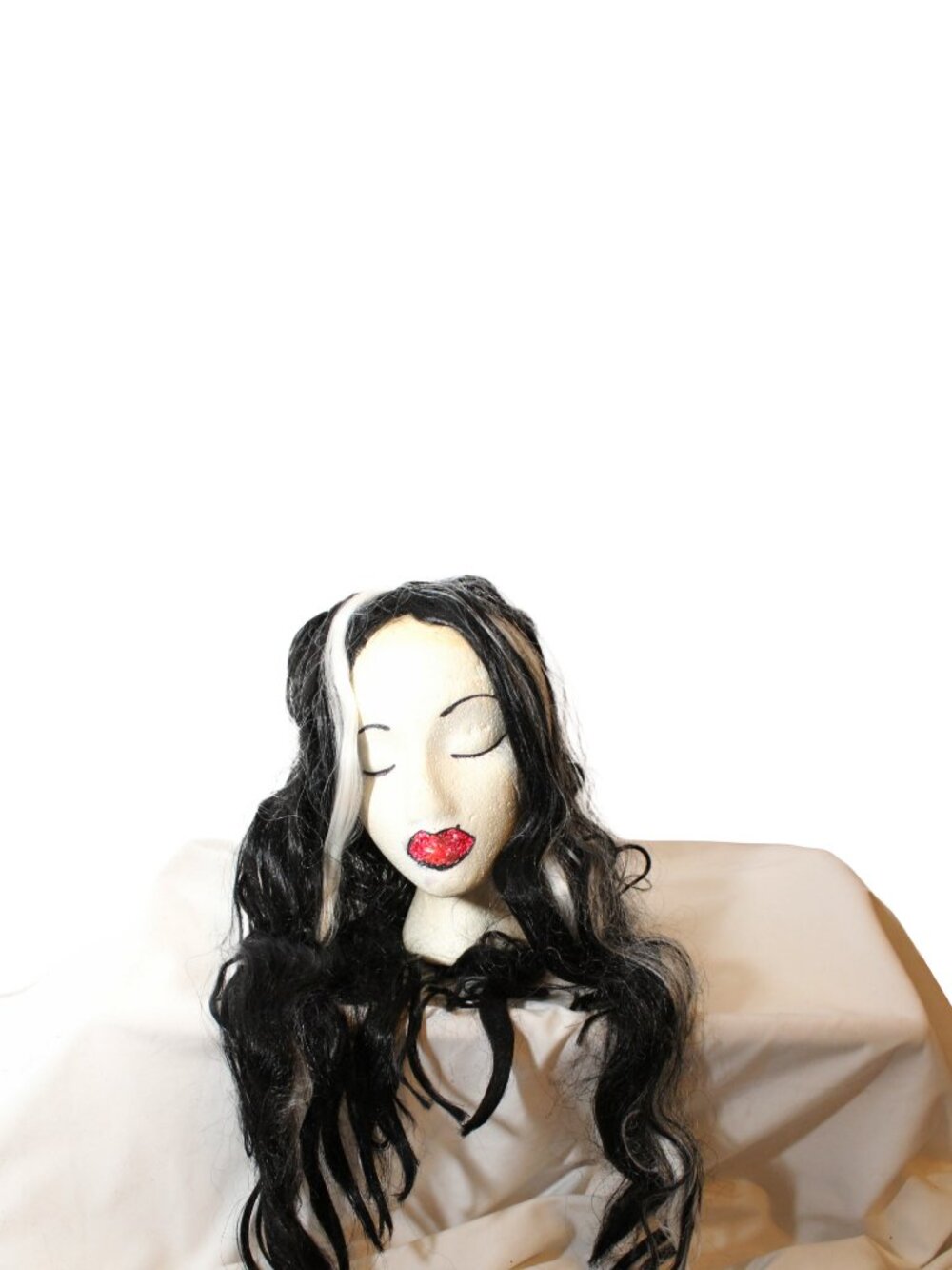 Black and White Lily Munster Vampire Costume Wig